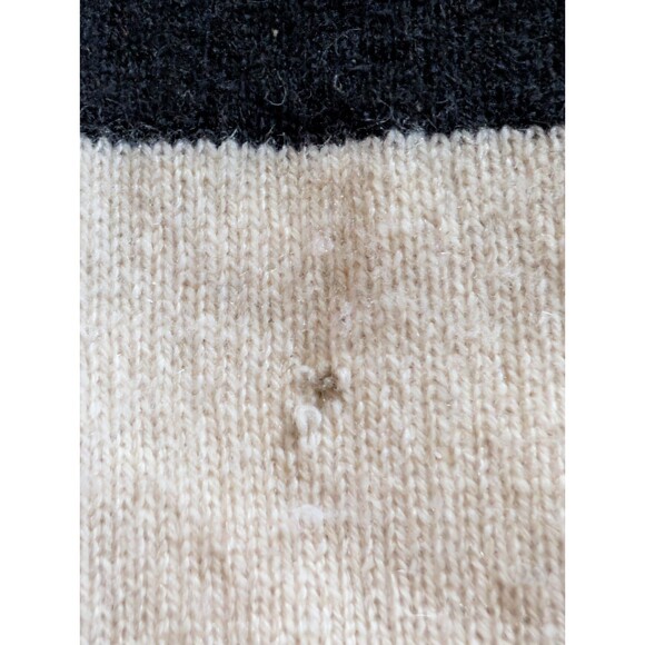 Bebe 100% Cashmere Poncho Sweater P/S Petite Small Black White Chevron Holes - Picture 8 of 11